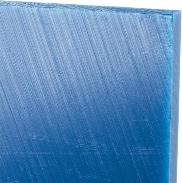 Made in USA - 3/8" Thick x 24" Wide x 4' Long, Polyethylene (UHMW) Sheet - Blue, Glass-Filled Grade - Eagle Tool & Supply