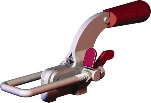 De-Sta-Co - 4,001.6 Lb Capacity, Horizontal, U Hook, Weldable Base, Carbon Steel Pull Action Latch Clamp - 3-1/2" Drawing Movement, 10.19" OAL, Threaded U Hook, Straight Handle - Eagle Tool & Supply