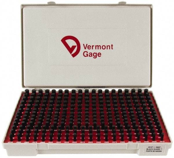 Vermont Gage - 250 Piece, 0.2515-0.5005 Inch Diameter Plug and Pin Gage Set - Minus 0.0001 Inch Tolerance, Class ZZ - Eagle Tool & Supply