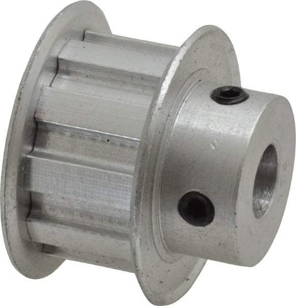 Power Drive - 10 Tooth, 3/8" Inside x 1.164" Outside Diam, Hub & Flange Timing Belt Pulley - 1/2" Belt Width, 1.194" Pitch Diam, 0.719" Face Width, Aluminum - Eagle Tool & Supply