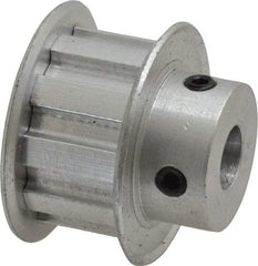 Power Drive - 10 Tooth, 3/8" Inside x 1.164" Outside Diam, Hub & Flange Timing Belt Pulley - 1/2" Belt Width, 1.194" Pitch Diam, 0.719" Face Width, Aluminum - Eagle Tool & Supply