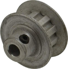Power Drive - 10 Tooth, 3/16" Inside x 0.617" Outside Diam, Hub & Flange Timing Belt Pulley - 1/4" Belt Width, 0.637" Pitch Diam, 0.438" Face Width, Aluminum - Eagle Tool & Supply