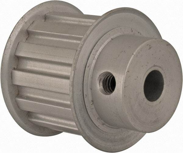 Power Drive - 13 Tooth, 3/8" Inside x 1.522" Outside Diam, Hub & Flange Timing Belt Pulley - 1" Belt Width, 1.552" Pitch Diam, 1-1/4" Face Width, Aluminum - Eagle Tool & Supply