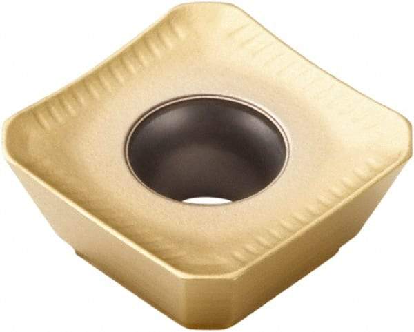 Seco - SEEX09T3 ME07 Grade F40M Carbide Milling Insert - TiAlN/TiN Finish, 0.156" Thick, 3/8" Inscribed Circle - Eagle Tool & Supply