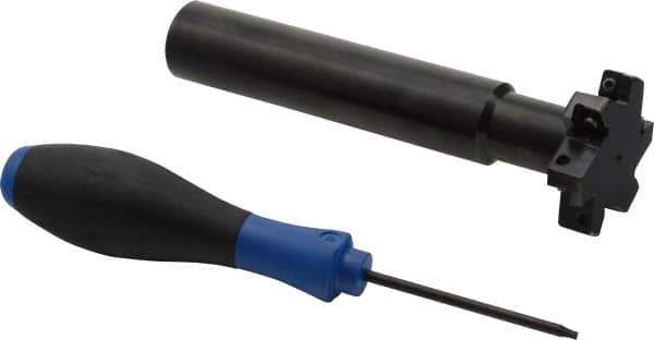 Seco - Shank Connection, 1/2" Cutting Width, 0.59" Depth of Cut, 2" Cutter Diam, 3 Tooth Indexable Slotting Cutter - 1" Shank Diam, R335.18 Toolholder, LNK.. 08.. Insert, Right Hand Cutting Direction - Eagle Tool & Supply