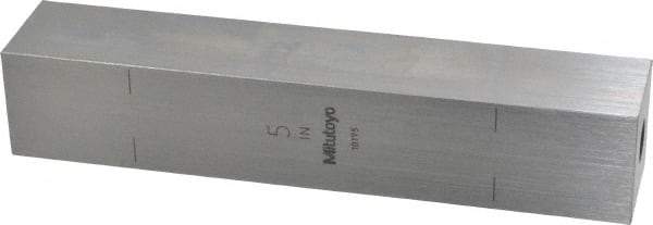 Mitutoyo - 5" Square Steel Gage Block - Accuracy Grade 0, Includes Certificate of Inspection - Eagle Tool & Supply