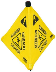 Rubbermaid - Caution, 21" Wide x 20" High, Plastic Floor Sign - POP-UP, Black on Yellow, For Accident Prevention - Eagle Tool & Supply