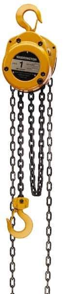 Harrington Hoist - 1,000 Lb Lifting Capacity, 10' Lift Height, Hand Hoist - Made from Chain, 19' Overhaul to Lift 1', 1 Chain - Eagle Tool & Supply