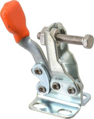Lapeer - 100 Lb Holding Capacity, Horizontal Handle, Manual Hold Down Toggle Clamp - 85° Handle Movement, 95° Bar Opening, U-Bar, Flanged Base, Carbon Steel - Eagle Tool & Supply