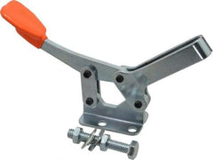 Lapeer - 400 Lb Holding Capacity, Horizontal Handle, Manual Hold Down Toggle Clamp - 85° Handle Movement, 95° Bar Opening, U-Bar, Flanged Base, Carbon Steel - Eagle Tool & Supply
