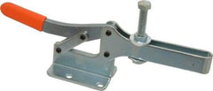 Lapeer - 600 Lb Holding Capacity, Horizontal Handle, Manual Hold Down Toggle Clamp - 80° Handle Movement, 100° Bar Opening, Solid Bar, Flanged Base, Carbon Steel - Eagle Tool & Supply