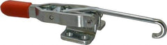 Lapeer - 200 Lb Capacity, Horizontal, J Hook, Flanged Base, Carbon Steel Pull Action Latch Clamp - 2-3/8" Drawing Movement, 5-11/16" OAL, Straight Handle - Eagle Tool & Supply