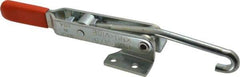 Lapeer - 375 Lb Capacity, Horizontal, J Hook, Flanged Base, Carbon Steel Pull Action Latch Clamp - 4" Drawing Movement, 8-5/8" OAL, Straight Handle - Eagle Tool & Supply
