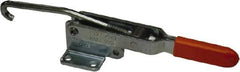 Lapeer - 750 Lb Capacity, Horizontal, J Hook, Flanged Base, Carbon Steel Pull Action Latch Clamp - 5-3/8" Drawing Movement, 11-1/4" OAL, Straight Handle - Eagle Tool & Supply