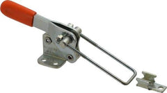 Lapeer - 500 Lb Capacity, Vertical, U Hook, Flanged Base, Carbon Steel Pull Action Latch Clamp - 1-1/2" Drawing Movement, 3-1/8" OAL, Straight Handle - Eagle Tool & Supply