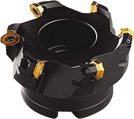 Seco - 134mm Cut Diam, 40mm Arbor Hole, 3.5mm Max Depth of Cut, 43° Indexable Chamfer & Angle Face Mill - 8 Inserts, OF.. 05.. Insert, Right Hand Cut, 8 Flutes, Series OctoMill - Eagle Tool & Supply