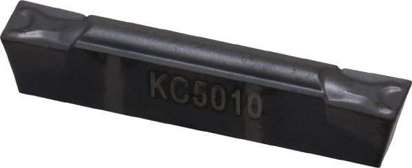 Kennametal - 305G GMN Grade KC5010, 3.05mm Cutting Width Carbide Grooving Insert - 3.5mm Max Depth of Cut, Neutral, 0.2mm Corner Radius, TiAlN Finish - Eagle Tool & Supply