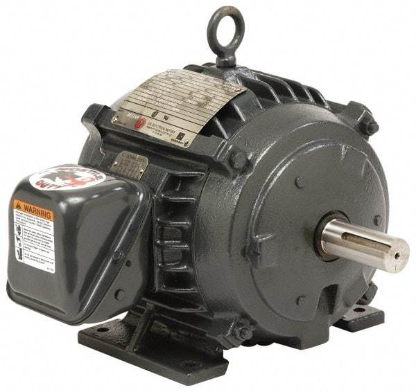 US Motors - 2 hp, TEFC Enclosure, No Thermal Protection, 875 RPM, 230/460 Volt, 60 Hz, Three Phase Energy Efficient Motor - Size 213 Frame, Rigid Mount, 1 Speed, Ball Bearings, 7.6/3.8 Full Load Amps, F Class Insulation, Reversible - Eagle Tool & Supply