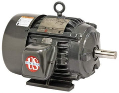 US Motors - 7-1/2 hp, TEFC Enclosure, No Thermal Protection, 1,765 RPM, 200 Volt, 60 Hz, Three Phase Energy Efficient Motor - Size 213 Frame, Rigid Mount, 1 Speed, Ball Bearings, 21.5 Full Load Amps, F Class Insulation, Reversible - Eagle Tool & Supply