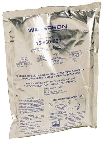 Wilkerson - Replacement Desiccant Kit with 15 Bags - For Use with Multiple Recharge for X03, X04 & X25 Dryer - Eagle Tool & Supply