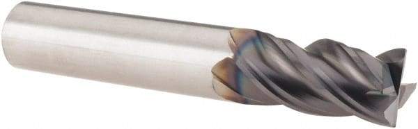 SGS - 1/2", 4 Flute, Single End, Solid Carbide, 0.015" Corner Radius End Mill - 3" OAL, Right Hand Flute, 1" LOC, Right Hand Cut - Eagle Tool & Supply