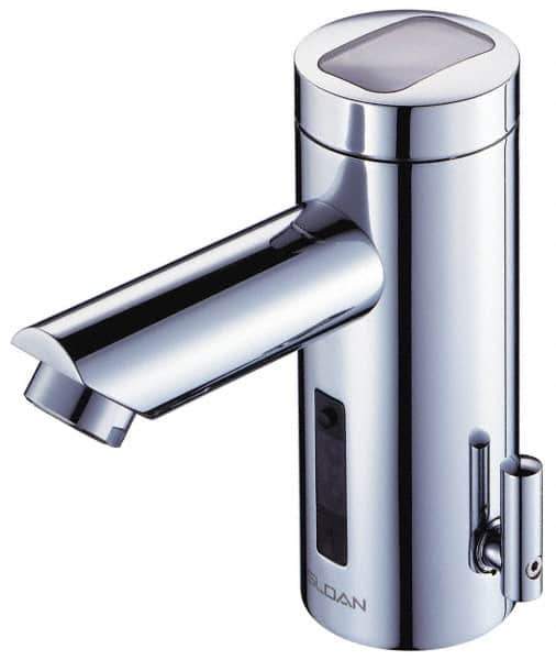 Sloan Valve Co. - Chrome Single Hole Electronic & Sensor Faucet with External Mixer - Powered by Battery, Standard Spout, 4" Mounting Centers - Eagle Tool & Supply