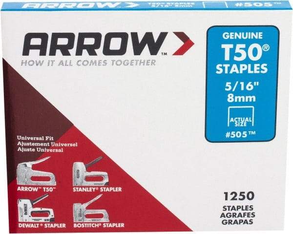 Arrow - 3/8" Wide High Carbon Steel Heavy-Duty Staples - 5/16" Leg Length - Eagle Tool & Supply