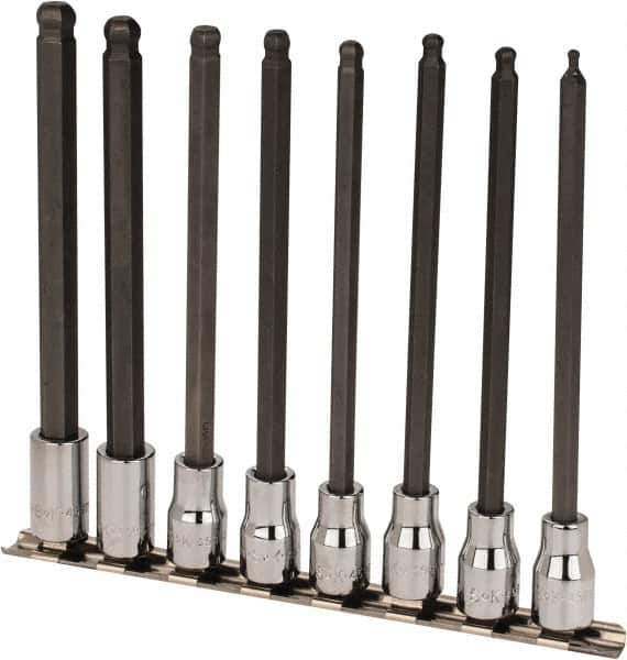 SK - 8 Piece 3/8" Drive Metric Ball Hex Bit Socket Set - 3 to 10mm Hex - Eagle Tool & Supply