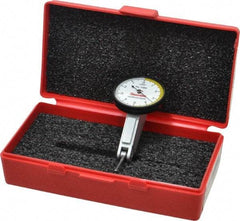 Starrett - 0.01 Inch Range, 0.0001 Inch Dial Graduation, Horizontal Dial Test Indicator - 1-3/8 Inch White Dial, 0-5-0 Dial Reading - Eagle Tool & Supply