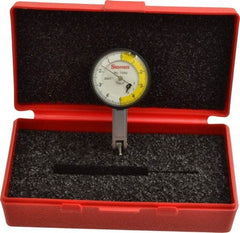 Starrett - 0.02 Inch Range, 0.0001 Inch Dial Graduation, Horizontal Dial Test Indicator - 1-3/8 Inch White Dial, 0-5-0 Dial Reading - Eagle Tool & Supply