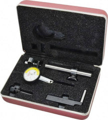 Starrett - 7 Piece, 0" to 0.02" Measuring Range, 1-3/8" Dial Diam, 0-5-0 Dial Reading, White Dial Test Indicator Kit - 13/16" Contact Point Length, 2mm Ball Diam, 0.0001" Dial Graduation - Eagle Tool & Supply