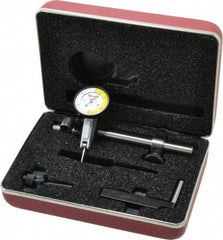 Starrett - 7 Piece, 0" to 0.06" Measuring Range, 1-3/8" Dial Diam, 0-15-0 Dial Reading, White Dial Test Indicator Kit - 13/16" Contact Point Length, 2mm Ball Diam, 0.0005" Dial Graduation - Eagle Tool & Supply