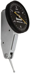 Starrett - 0.03 Inch Range, 0.0005 Inch Dial Graduation, Horizontal Dial Test Indicator - 1-3/8 Inch Black Dial, 0-15-0 Dial Reading - Eagle Tool & Supply