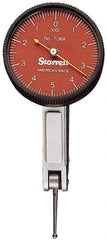 Starrett - 0.03 Inch Range, 0.0005 Inch Dial Graduation, Horizontal Dial Test Indicator - 1-3/8 Inch Red Dial, 0-15-0 Dial Reading - Eagle Tool & Supply