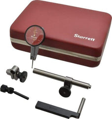 Starrett - 7 Piece, 0" to 0.03" Measuring Range, 1-3/8" Dial Diam, 0-15-0 Dial Reading, Red Dial Test Indicator Kit - 13/16" Contact Point Length, 2mm Ball Diam, 0.0005" Dial Graduation - Eagle Tool & Supply