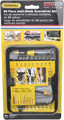 General - 28 Piece Hex, Nut Driver, Phillips, Probe, Slotted & Torx Screwdriver Set - Bit Sizes: Hex Inch 0.05, 1/16 & 5/64, Philips #0000 to #00, Nut Driver 3/32, 1/8 & 5/32, Torx T6, T7, T8 & T9 - Eagle Tool & Supply