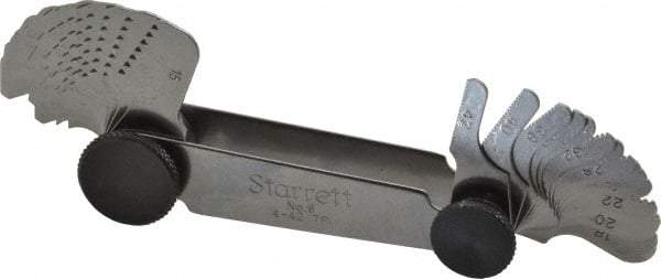 Starrett - 30 Leaf, 4 to 42 TPI Range, Steel Screw Pitch Gage - 60° Thread Angle - Eagle Tool & Supply