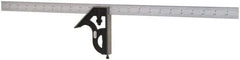Starrett - 2 Piece, 24" Combination Square Set - 1/16, 1/32, 1/64 & 1/8" (4R) Graduation, Steel Blade, Cast Iron Square Head - Eagle Tool & Supply