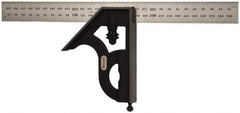 Starrett - 2 Piece, 300mm Combination Square Set - 0.5 & 1mm (Metric) Graduation, Steel Blade, Cast Iron Square Head - Eagle Tool & Supply