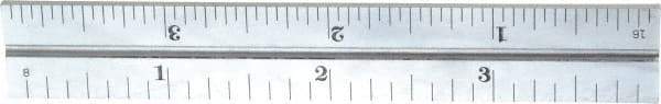 Starrett - 4 Inch Long Blade, 4R Graduation Combination Square Blade - Satin Chrome Finish, Steel, 1/64, 1/32 1/16 and 1/8 Inch Graduation - Eagle Tool & Supply