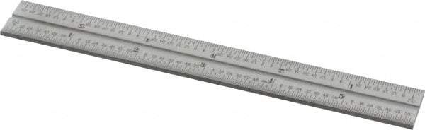 Starrett - 6 Inch Long Blade, 16R Graduation Combination Square Blade - Satin Chrome Finish, Steel, 1/100, 1/64, 1/50 and 1/32 Inch Graduation - Eagle Tool & Supply