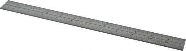 Starrett - 12 Inch Long Blade, 16R Graduation Combination Square Blade - Satin Chrome Finish, Steel, 1/100, 1/64, 1/50 and 1/32 Inch Graduation - Eagle Tool & Supply