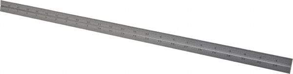 Starrett - 24 Inch Long Blade, 16R Graduation Combination Square Blade - Satin Chrome Finish, Steel, 1/100, 1/64, 1/50 and 1/32 Inch Graduation - Eagle Tool & Supply