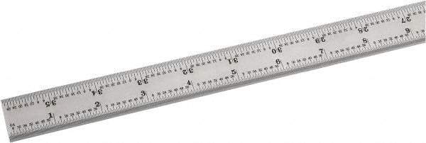 Starrett - 36 Inch Long Blade, 4R Graduation Combination Square Blade - Satin Chrome Finish, Steel, 1/64, 1/32 1/16 and 1/8 Inch Graduation - Eagle Tool & Supply