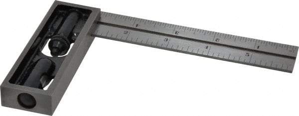 Starrett - 6 Inch Long, 4R Double Square - 1/64, 1/32, 1/16 and 1/8 Inch Graduation, Hardened Steel - Eagle Tool & Supply