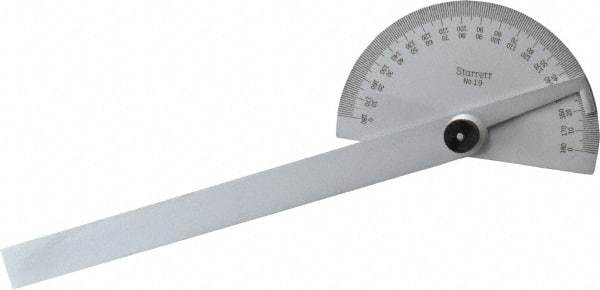 Starrett - 6 Inch Long Blade, 180° Max Measurement, 1° Dial Graduation, Half Round Head Protractor - 0 to 180 Dial Range - Eagle Tool & Supply