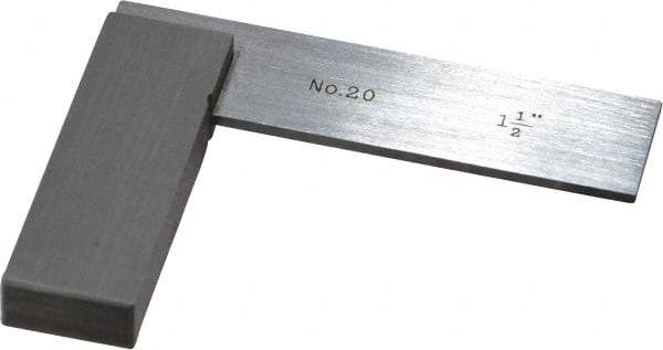 Starrett - 1-1/2" Blade Length, 1-1/2" Base Length Steel Square - 0.0025mm Accuracy - Eagle Tool & Supply