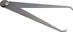 Starrett - 6 Inch Leg, Firm Joint, Steel, Polished, Inside Caliper - 8 Inch Max Measurement, 200mm Max Measurement, Flat Leg - Eagle Tool & Supply