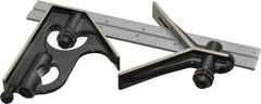 Starrett - 3 Piece, 6" Combination Square Set - 1/16, 1/32, 1/64 & 1/8" (4R) Graduation, Steel Blade, Forged Steel Center & Square Head - Eagle Tool & Supply
