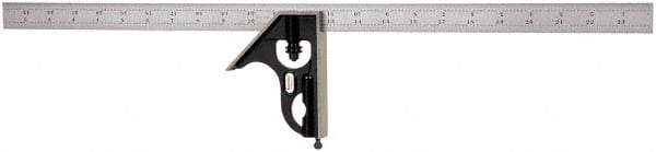 Starrett - 2 Piece, 24" Combination Square Set - 1/16, 1/32, 1/64 & 1/8" (4R) Graduation, Steel Blade, Forged Steel Square Head - Eagle Tool & Supply